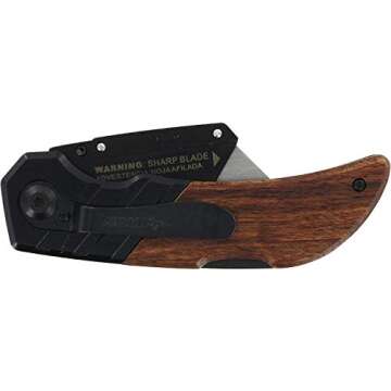 Husky Wood Handled Folding Utility Knife for Precision Cuts