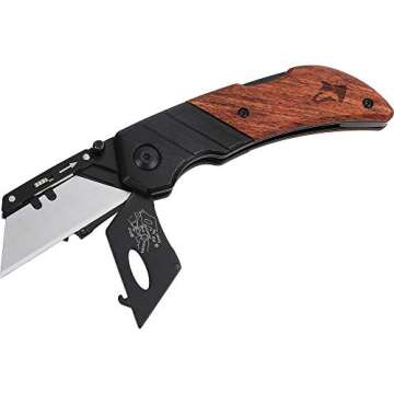 Husky Wood Handled Folding Utility Knife for Precision Cuts