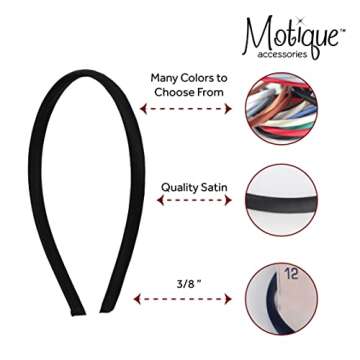 Motique Solid Satin Headbands 4 Pack - Ultimate Comfort