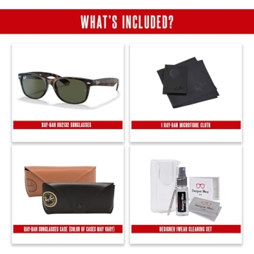 Ray-Ban RB2132 New Wayfarer Sunglasses for All + Bundle