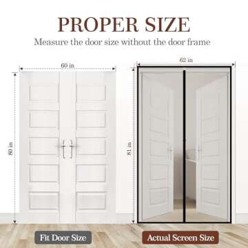 Yotache Door Net Screen with Magnet Fits Door Size 60 x 80, Screen Size 62" x 81" French Doors Net H...