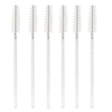 300 PCS Crystal Eyelash Mascara Wands Disposable Lash Brushes for Extensions Spoolie Brush Applicators Makeup Tool Kits (White)