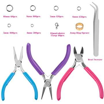 Jump Rings and Jewelry Pliers for Jewelry Making, Cridoz Jewelry Repair Kit with 1520Pcs Silver Jump...