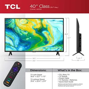 TCL 40" Class 3-Series Full HD 1080p LED Smart Roku TV - 40S355,Black