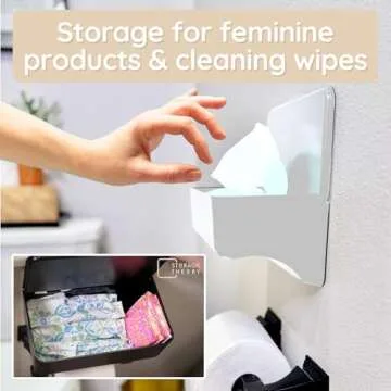 Storage Theory Bathroom Wipes Holder Dispenser – Tool Free Wall Mounted Storage with Shelf