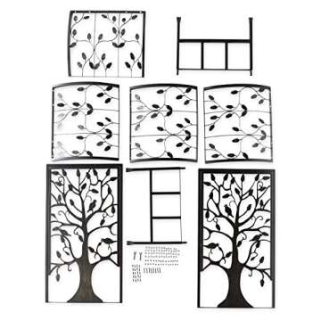 Plow & Hearth Arch Metal Outdoor Garden Arbor | Tree of Life | 84" H x 53" Wx 23" D | Black | Trellis Lattice for Plants | Wedding | Outdoor Patio Décor