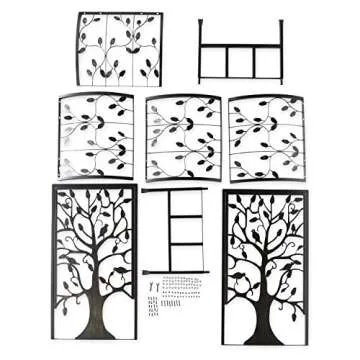 Plow & Hearth Arch Metal Outdoor Garden Arbor | Tree of Life | 84" H x 53" Wx 23" D | Black | Trellis Lattice for Plants | Wedding | Outdoor Patio Décor