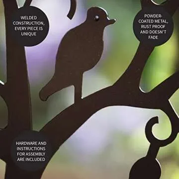 Plow & Hearth Arch Metal Outdoor Garden Arbor | Tree of Life | 84" H x 53" Wx 23" D | Black | Trellis Lattice for Plants | Wedding | Outdoor Patio Décor