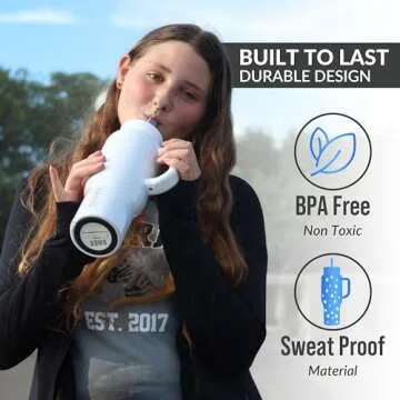 Coldest Tumbler with Handle & 3 Lids, 100% Leak Proof Water Bottle with Straw, 36+ Hours Cold, Insulated Tumblers for Women & Men, Spill Proof Cup Holder Friendly (Forever Pink Glitter, 36 oz)