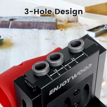 ENJOYWOOD Pocket Hole Jig Kit with 2 Drill Bits Adjustable Metal Pocket Screw Jig Professional Woodworking Tool for DIY Carpentry Projects XK4S