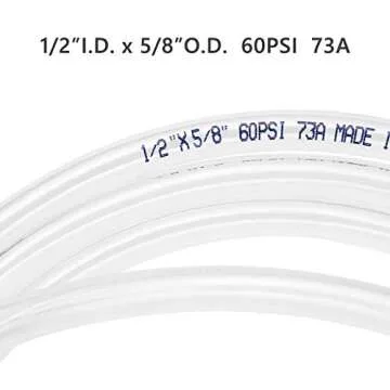 Eastrans Clear Flexible Vinyl Tubing - 50 Feet, 1/2 Inch ID