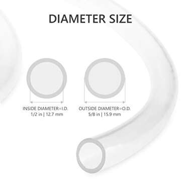 Eastrans Clear Flexible Vinyl Tubing - 50 Feet, 1/2 Inch ID