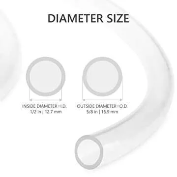 Eastrans Clear Flexible Vinyl Tubing - 50 Feet, 1/2 Inch ID