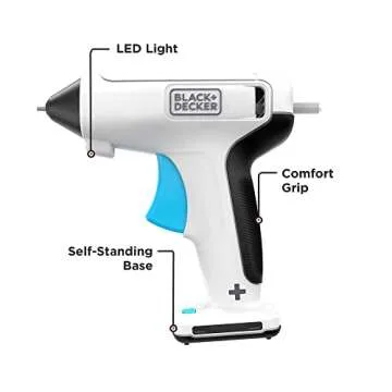 BLACK+DECKER 4V MAX Cordless Glue Gun, USB Rechargeable (BCGL115FF), White