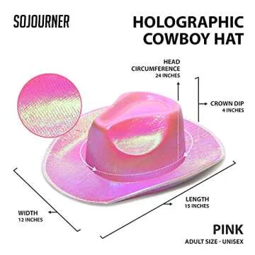 SoJourner Neon Sparkly Glitter Space Cowboy Hat for All Occasions