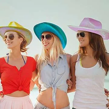 SoJourner Neon Sparkly Glitter Space Cowboy Hat for All Occasions