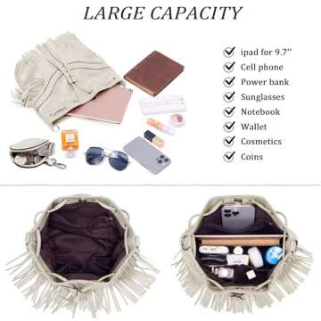 Sunwel Fashion Women Western Fringe Purse | Vegan Leather Tassel Hobo Bag
