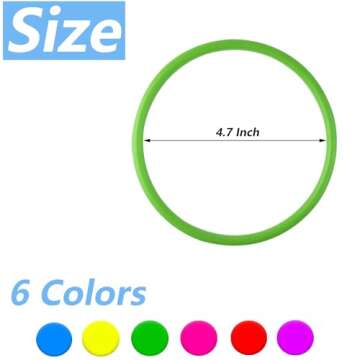 OBTANIM 12 Pcs Plastic Ring Toss Game for Kids and Outdoor Toss Rings for Speed and Agility Practice Game, Random Colors