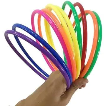 OBTANIM 12 Pcs Plastic Ring Toss Game for Kids and Outdoor Toss Rings for Speed and Agility Practice Game, Random Colors