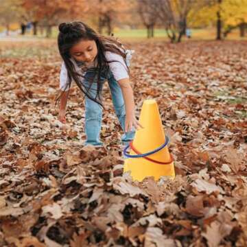 OBTANIM 12 Pcs Plastic Ring Toss Game for Kids and Outdoor Toss Rings for Speed and Agility Practice Game, Random Colors