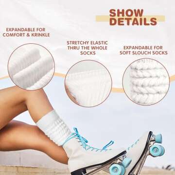 Buauty Slouch Socks for Women, Soft Extra Long Chunky Scrunch Knee High Sock Winter Knit Slouchy Socks leg warmmers