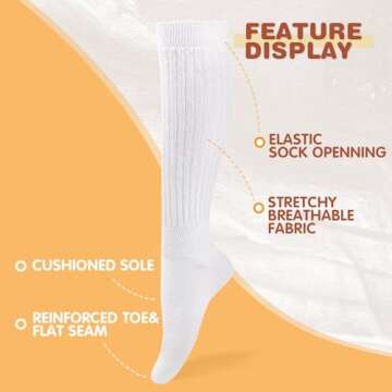 Buauty Slouch Socks for Women, Soft Extra Long Chunky Scrunch Knee High Sock Winter Knit Slouchy Socks leg warmmers