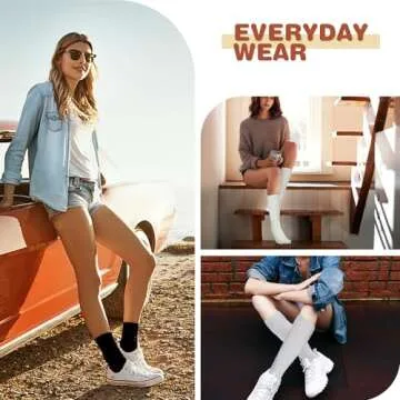 Buauty Slouch Socks for Women, Soft Extra Long Chunky Scrunch Knee High Sock Winter Knit Slouchy Socks leg warmmers