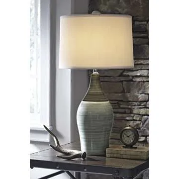 Signature Design by Ashley Niobe Glazed Ceramic Table Lamp, 2 Count, 28", Multicolored & Gray