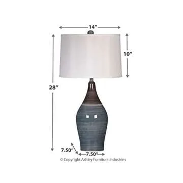 Signature Design by Ashley Niobe Glazed Ceramic Table Lamp, 2 Count, 28", Multicolored & Gray