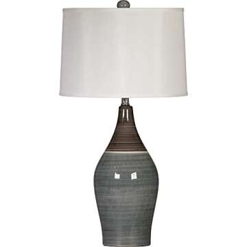 Signature Design by Ashley Niobe Glazed Ceramic Table Lamp, 2 Count, 28", Multicolored & Gray