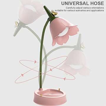 Flower LED Desk Lamp Cordless Table Light Adjustable Gooseneck Dimmable Touch Rechargeable Battery S...