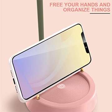 Flower LED Desk Lamp Cordless Table Light Adjustable Gooseneck Dimmable Touch Rechargeable Battery Student Bedroom Room Lighting Table Light House Decor (Pink)