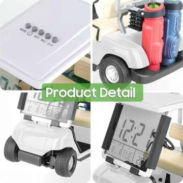 10L0L Mini Golf Cart Alarm Clock LCD Display Calendar Golf Gifts for Men Fans Golfers Superior Race Souvenir Novelty(White)