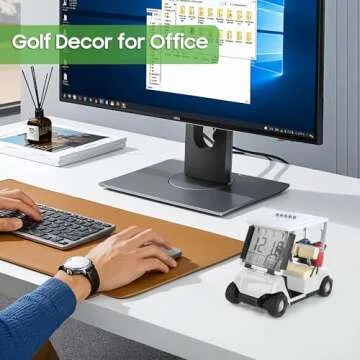 10L0L Mini Golf Cart Alarm Clock LCD Display Calendar Golf Gifts for Men Fans Golfers Superior Race Souvenir Novelty(White)