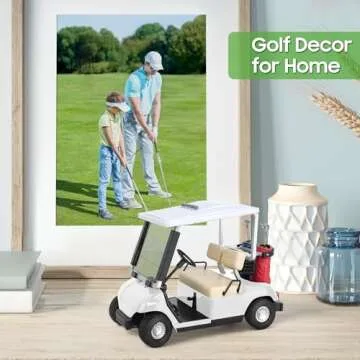 10L0L Mini Golf Cart Alarm Clock LCD Display Calendar Golf Gifts for Men Fans Golfers Superior Race Souvenir Novelty(White)