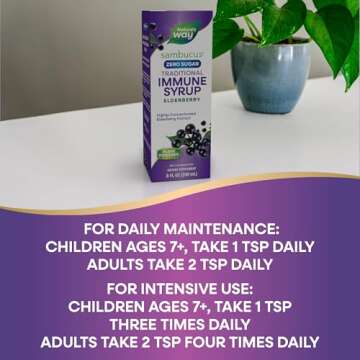 Nature’s Way Sambucus Zero Sugar Traditional Immune Syrup, Highly Concentrated Black Elderberry Extract, Traditional Immune Support*, Sugar-Free, Berry Flavored, 8 Fl Oz (Packaging May Vary)