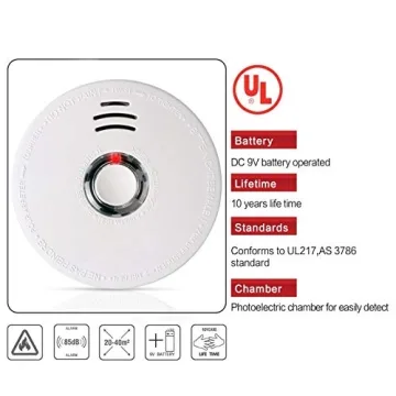 UL Photoelectric Smoke Detectors 6-Pack 10-Year Lifespan