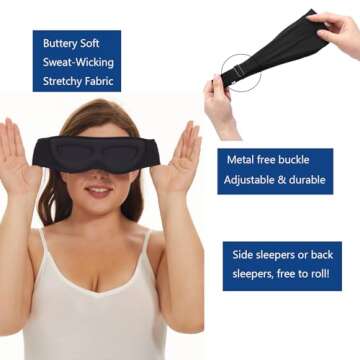 ALASKA BEAR Stylish Sleep Eye Mask for All Sleeping Positions, 0 Eye Pressure, 3D Contoured Cups, 100% Blackout Cover, Cool Soft Concave Padding, Machine Washable