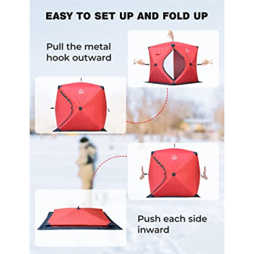 Top DEERFAMY Ice Fishing Shelter, 3-4 Person Insulated Tent