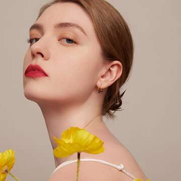 Cute BISAER 925 Sterling Silver Hypoallergenic Hoop Earrings