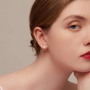 Cute BISAER 925 Sterling Silver Hypoallergenic Hoop Earrings