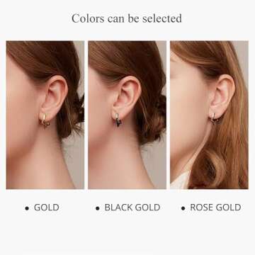 Cute BISAER 925 Sterling Silver Hypoallergenic Hoop Earrings