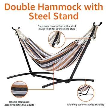 Amazon Basics Double Hammock with Heavy Duty Stand & Carrying Case