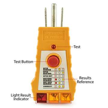 Bastex Socket Tester with GFCI check. Receptacle Tester for Standard AC Outlets. Includes 7 Visual I...