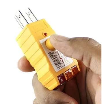 Bastex Socket Tester with GFCI check. Receptacle Tester for Standard AC Outlets. Includes 7 Visual Indications and Wiring Legend. Automatic Electric Circuit Polarity Voltage Detector Breaker Finder