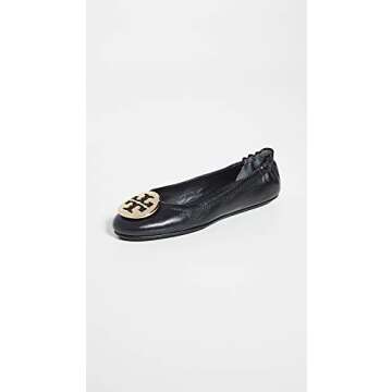 Tory Burch Women's Minnie Travel Ballet Flats - Perfect Black/Gold, 7.5 Medium US