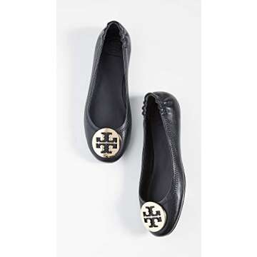 Tory Burch Women's Minnie Travel Ballet Flats in Black/Gold