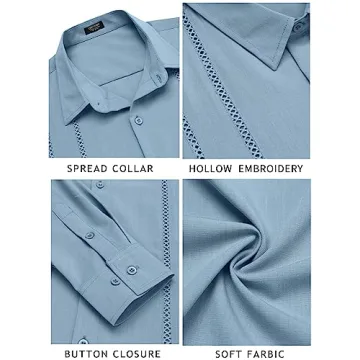 Stylish COOFANDY Long Sleeve Cuban Beach Shirt for Men