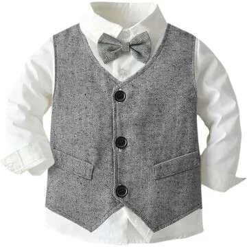 Baby Boys Dress Shirt with Bowtie & Suspenders