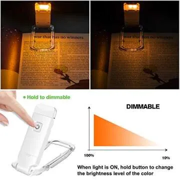 BIGLIGHT Amber Book Reading Light, LED Clip on Book Lights, Reading Lights for Books in Bed, Small Book Light for Kids, USB Rechargeable, 2 Brightness Adjustable for Eye Protection, White
